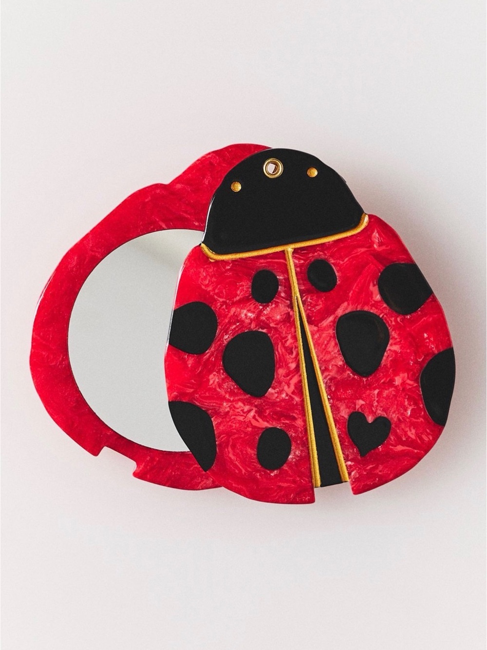 Ladybug Handpainted Compact Mirror - Solar Eclipse - Anthropologie - Great Gift! - Picture 2 of 3